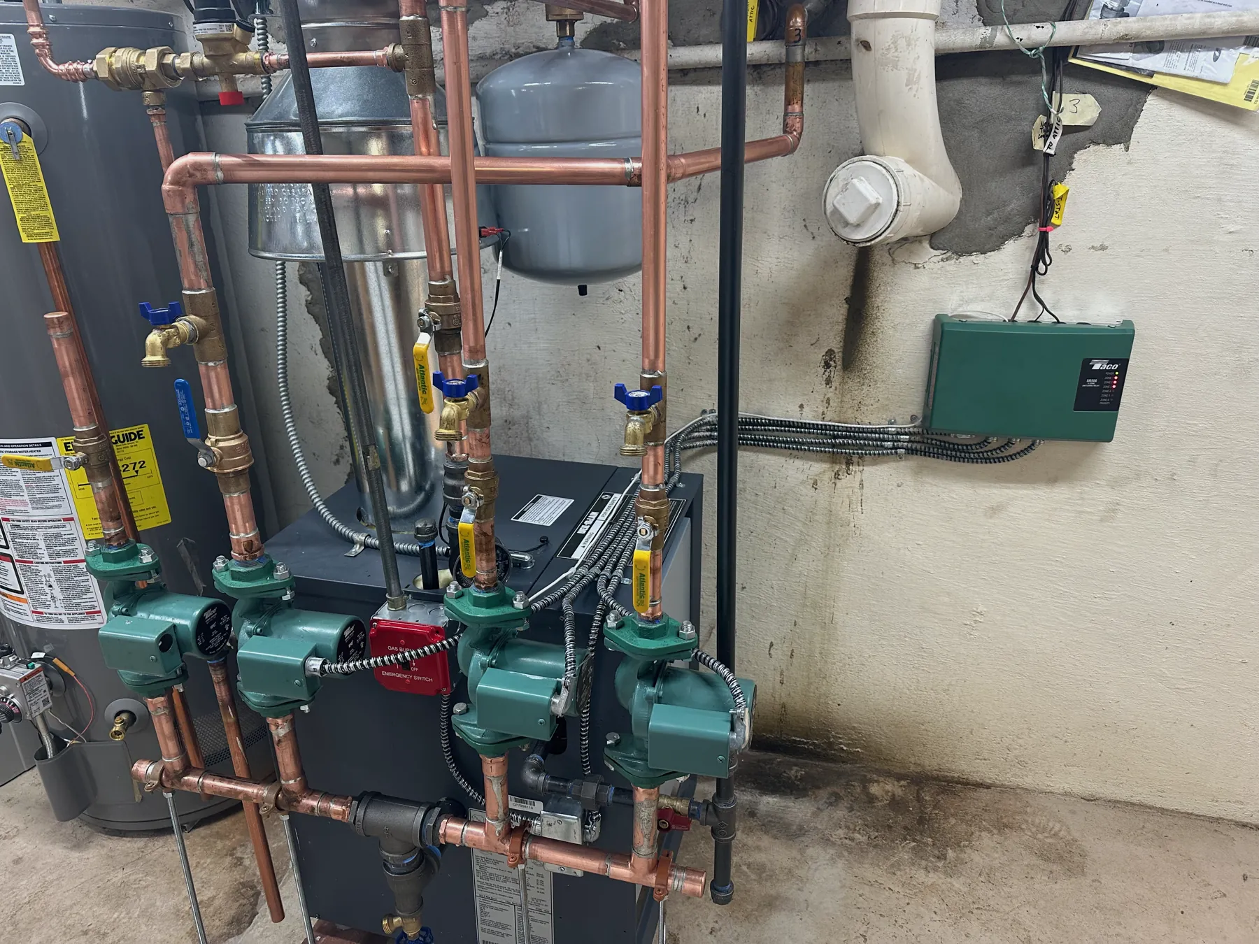 Multi-zone boiler with Taco circulators and copper near-boiler piping